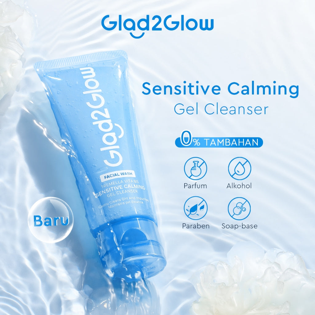 Glad2Glow Tremella Vita B5 Sensitive Calming Gel Cleanser facial wash skincare face wash sabun cuci muka cleansing balm exfoliating exfoliasi wajah sabun muka pembersih wajah Menenangkan kulit sensitif menghidrasi & menutrisi kulit g2glow official store
