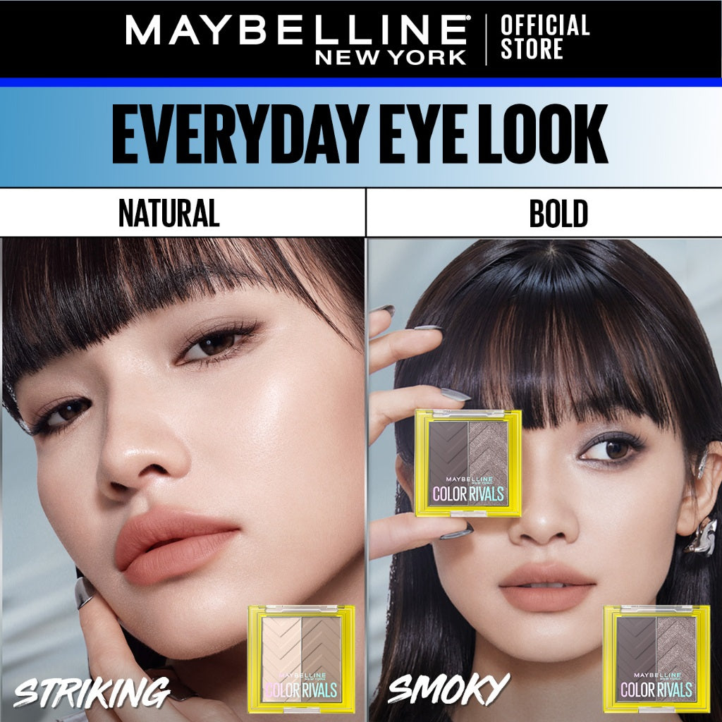 Maybelline Color Rivals Duo Shadow – Eyeshadow Waterproof Pigmented Glitter Tekstur Halus Tahan Seharian Easy to Blend