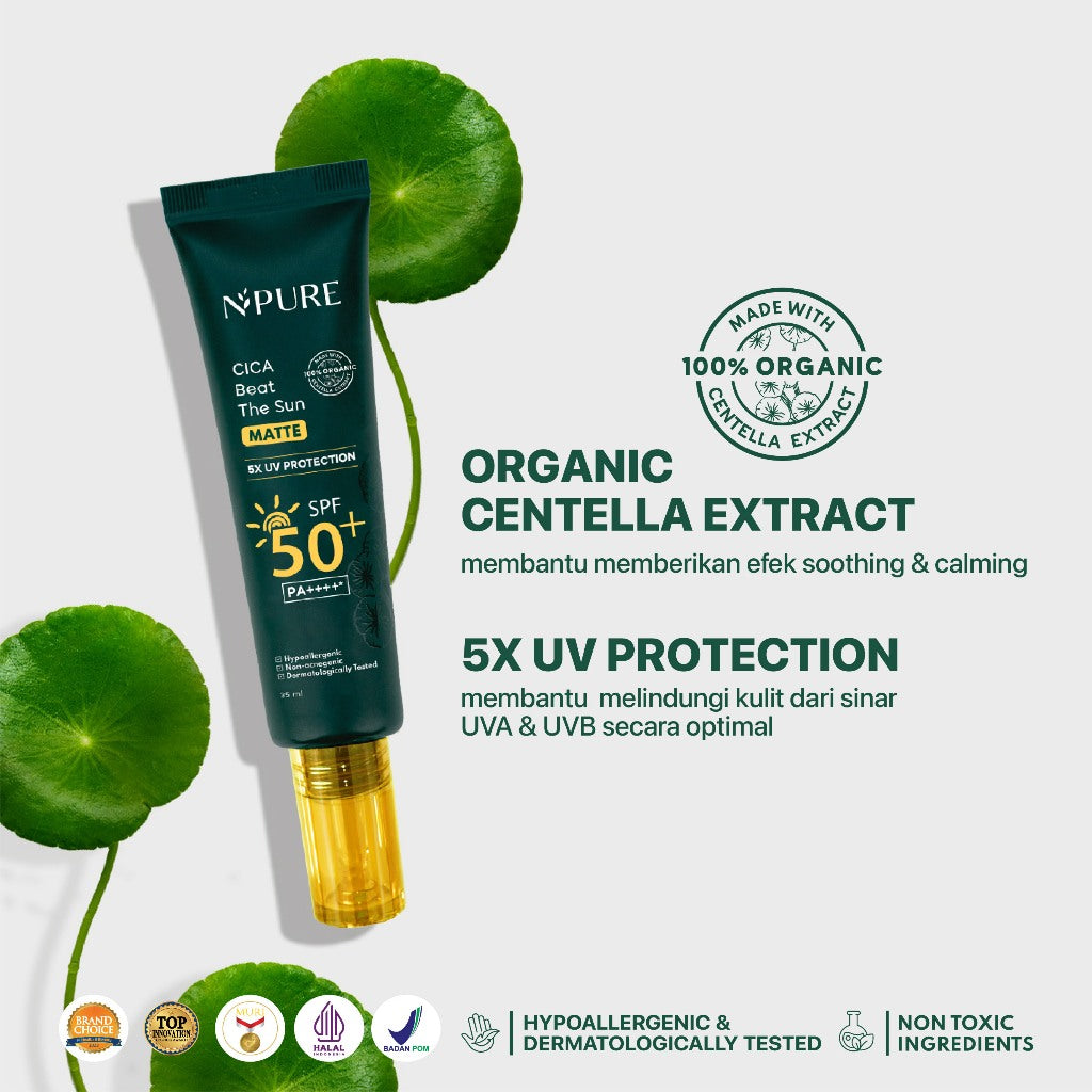 BELI 1 GRATIS 1 - LEBIH MURAH - NPURE Cica Beat The Sun Glow + Matte SPF 50+ PA++++/ SUNSCREEN JERAWAT / SUNSCREEN HYPOALLERGENIC Acid Extract Beruntusan Hydrating - Exclusive Creator