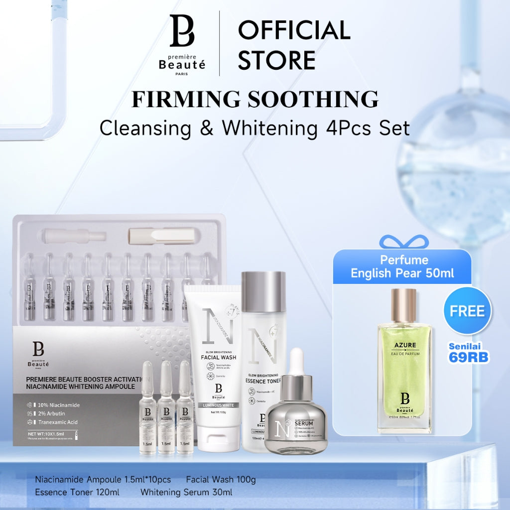 PREMIERE BEAUTE Brightening Moisturizing Niacinamide Whitening Double Effect Cleansing & Whitening 4Pcs Kit Facial Wash/Toner/Serum