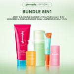 Glowsophy Bundle 5in1 Acne Series Cica Pathenol Moisturizer 100ml + Cica Daily Light Sunscreen + Berry BHA Gentle Cleanser + Watermelon Clay Stick + Pineapple Serum