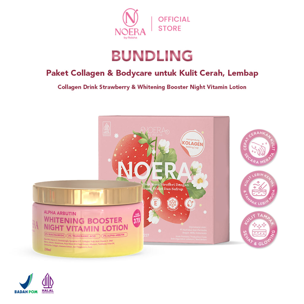 Noera Bundling Collagen Drink Improved Formula & Whitening Booster Night Vitamin Lotion