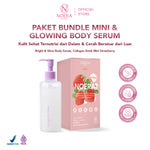Noera Paket Collagen Drink Mini Improved Formula + Glowing Body Serum | Minuman Kolagen Mini | Body Serum Pencerah Badan | Minuman Collagen With L-Glutathione | Body Serum Glowing