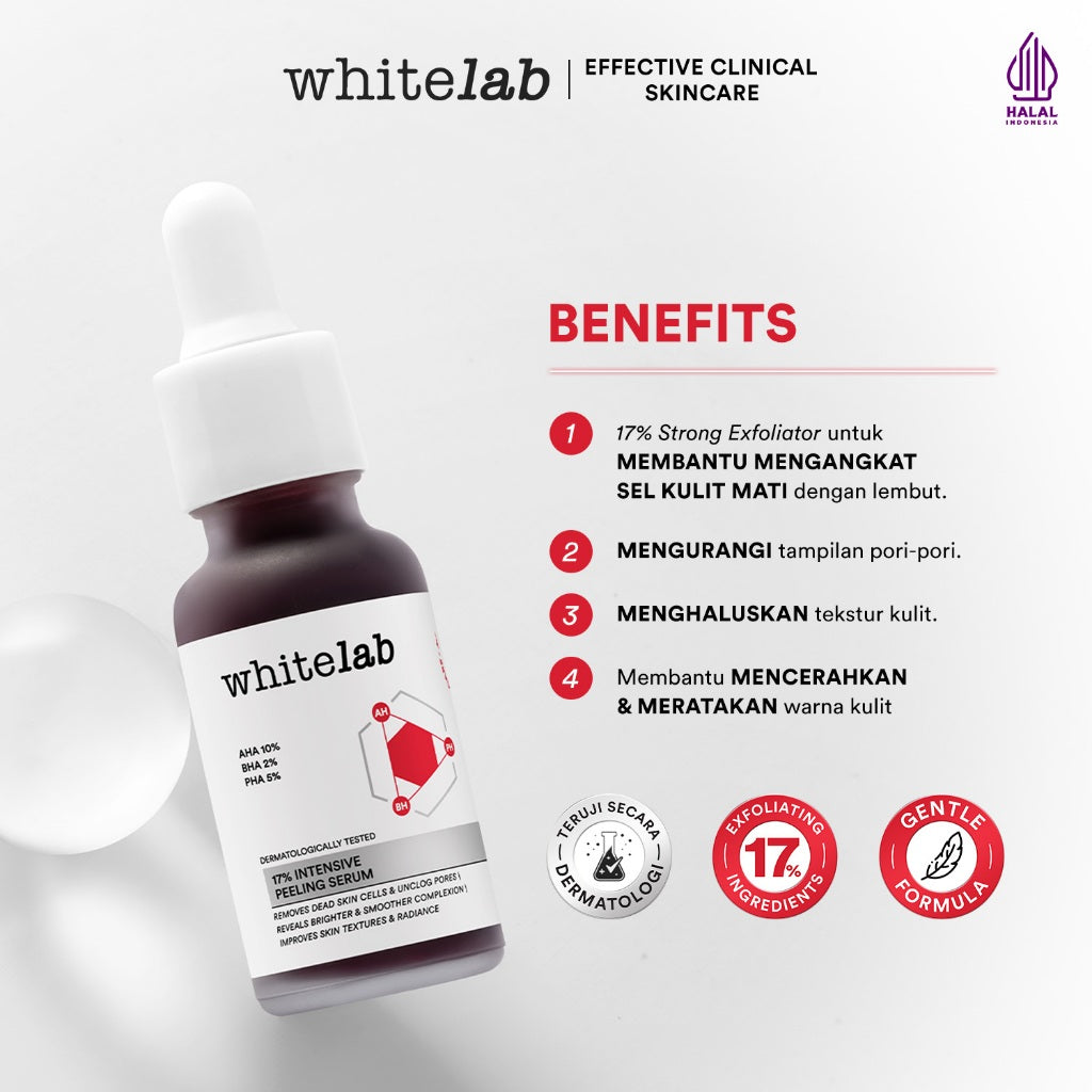 Whitelab 17% Intensive Peeling AHA BHA PHA Serum - Serum Eksfoliasi Pengangkat Sel Kulit Mati Memperbaiki Tekstur Kulit Sebum Melting Komedo [BPOM]