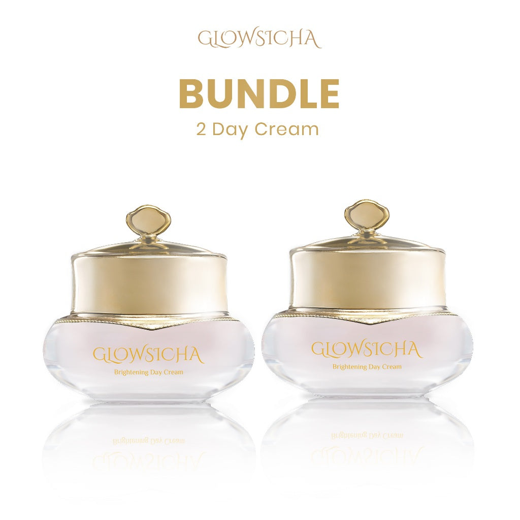 Glowsicha Bundle 2pcs (Bright Day Cream) Krim Siang Mencerahkan Niacinamide UV Filter Pearl Extract Cerah Instan Glowing Skincare Harian Lembut Halus Anti Kusam Wajah Cerah Moisturizer Krim Pagi BPOM Pemutih Kulit Siang Perawatan Lengkap