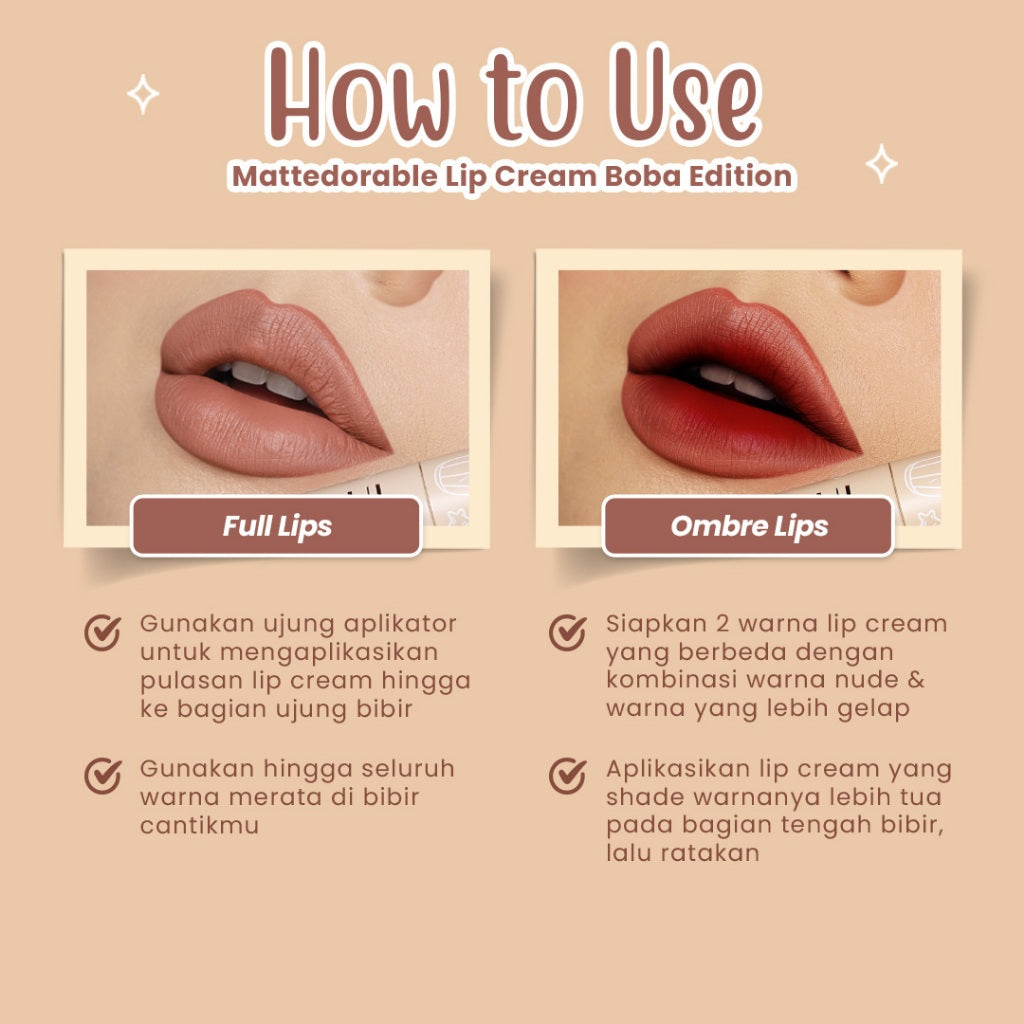 Hanasui Mattedorable Lip Cream Boba - Velvet Matte Finish Pigmented Long Lasting Double Moisturizing
