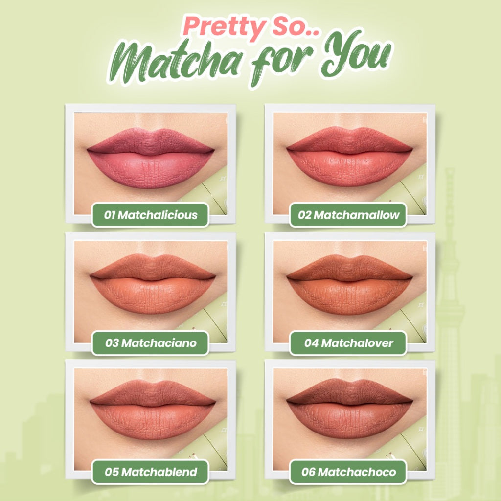 Hanasui Mattedorable Lip Cream Matcha Latte Edition - Lip Cream Double Mouisturizing With Vitamin E Pigmented Velvet Finish & Non - Transferable