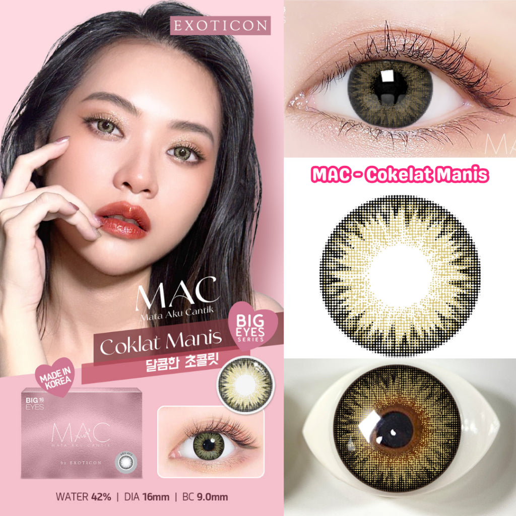 Exoticon Softlens MAC Series Hitam Anggun | Cokelat Manis | Abu Ayu | Biru Jelita | Soflens Big Eyes
