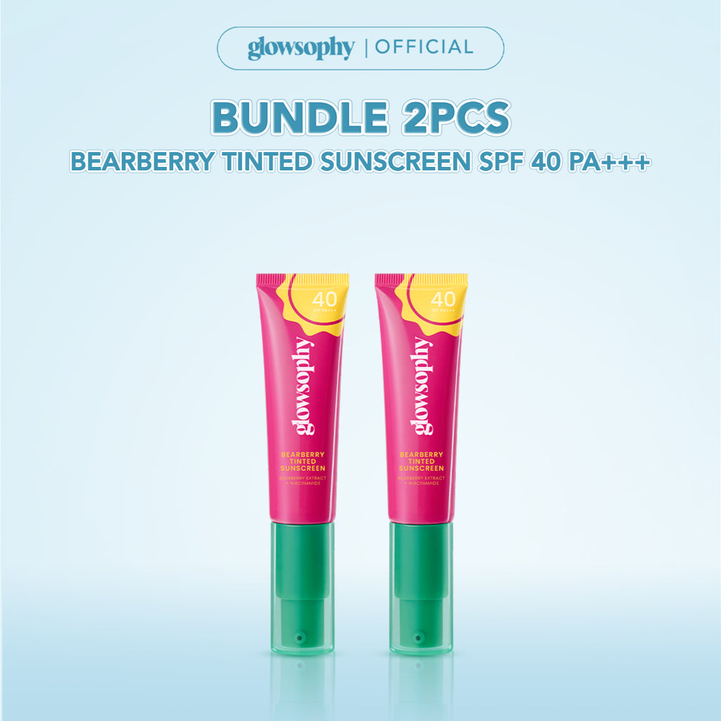 Glowsophy Bearberry Tinted Tone Up Sunscreen SPF 40 PA+++ 30ml Sunblock Cream Wajah Pelembab Skin Sunscreen Membantu Wajah Menyamarkan Pori-Pori Skin Tint Liquid Foundation All Skin Natural Matte Finish Makeup Primer Cepat Meresap Sunblock Cream Ringan