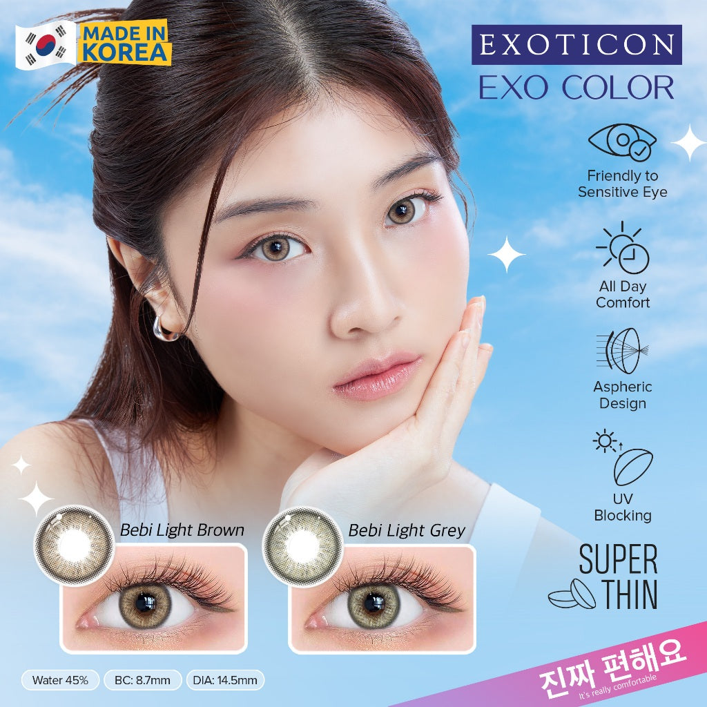Exoticon Softlens - Exoticon Color - Exo Color Bebi Light Brown | Bebi Light Grey | Soflens 14.5 mm