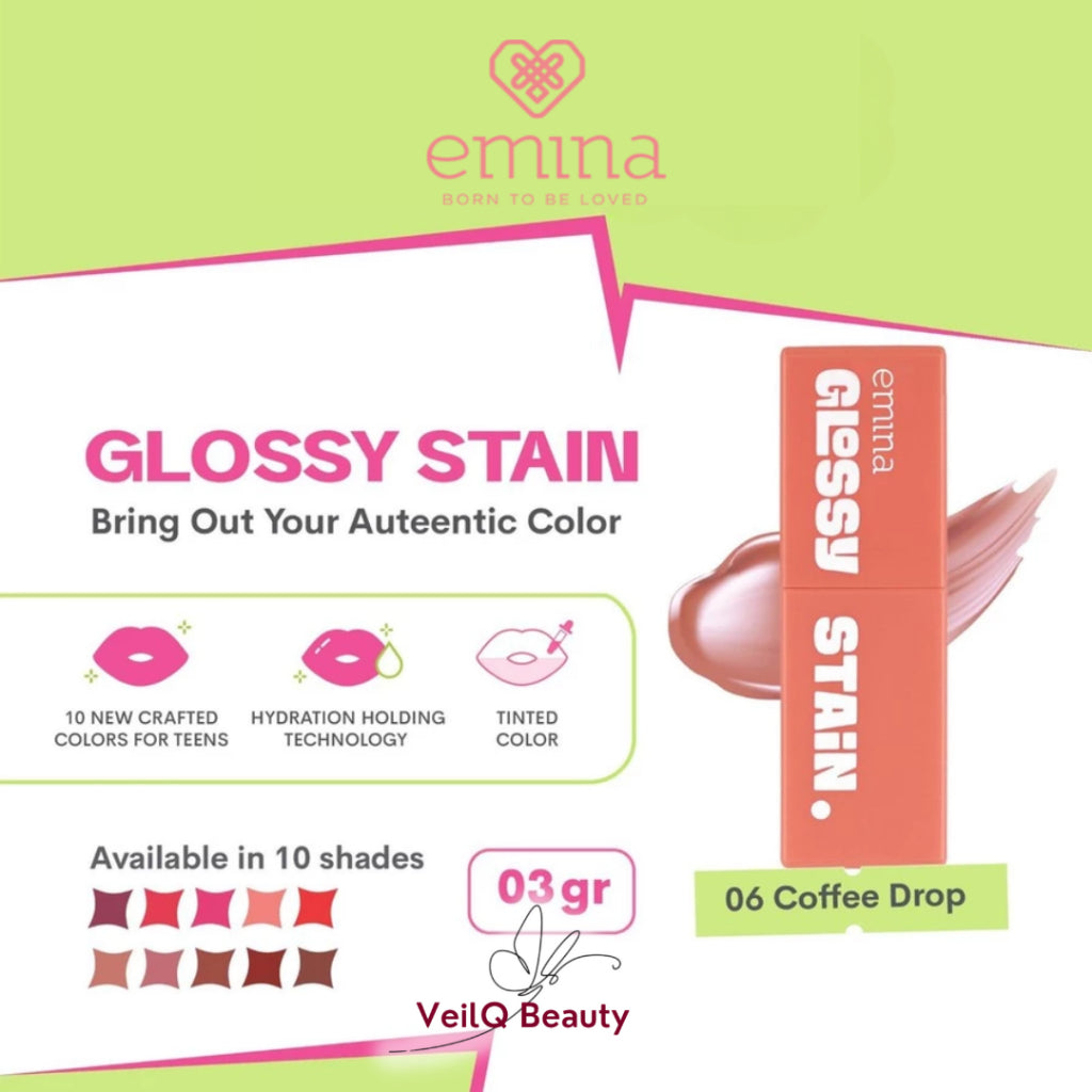 Emina Glossy Stain Lip Tint Bibir Glossy Finish Melembabkan
