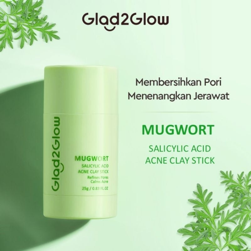 Glad2Glow Masker Wajah Clay Anti Jerawat Mugwort Stik 25 g