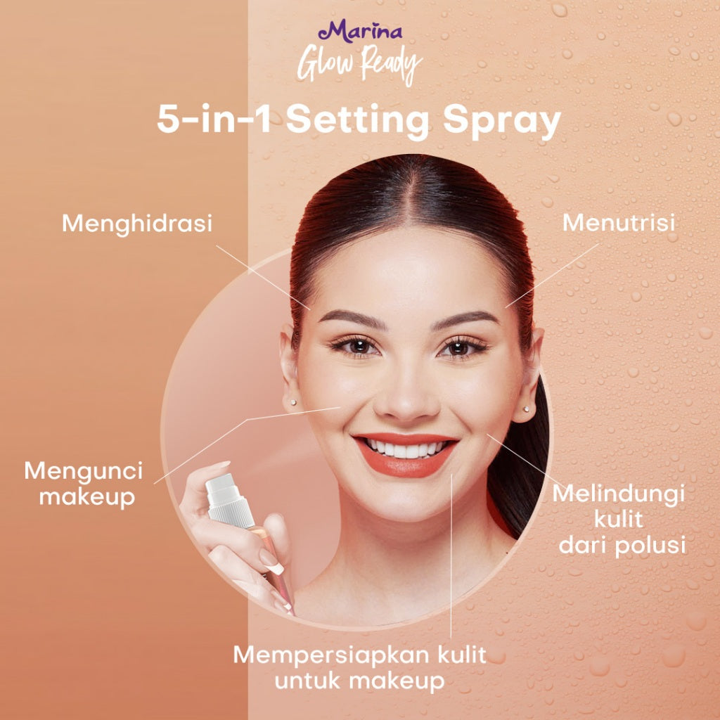 Marina Glow Ready Prime & Fix 5-in-1 Multitasker Setting Spray [50ml] - Exp : 07.2027