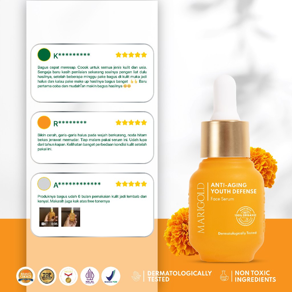 NPURE Marigold anti-Aging Youth Defense Face Serum / Anti Aging Serum / Serum Wajah Anti Aging Flek Hitam