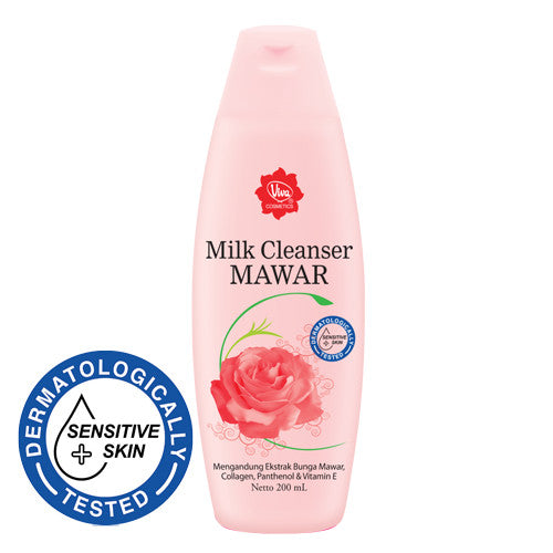 Viva Milk Cleanser Mawar 200 ML - Pembersih Wajah Untuk Kulit Sensitif