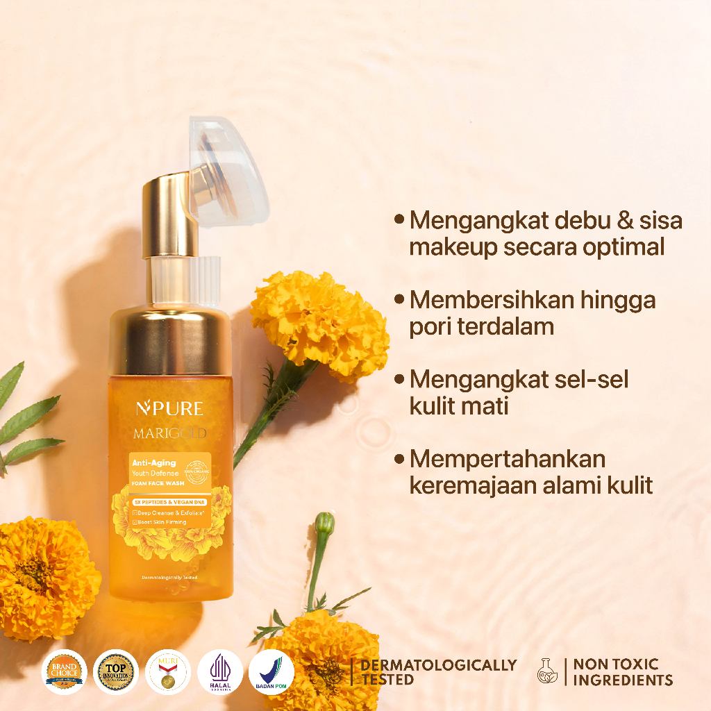 MARIGOLD FACE WASH - NPURE Facial Wash Marigold/ Deep-Cleanse / Anti Aging Facial Wash / Sabun Wajah Natural