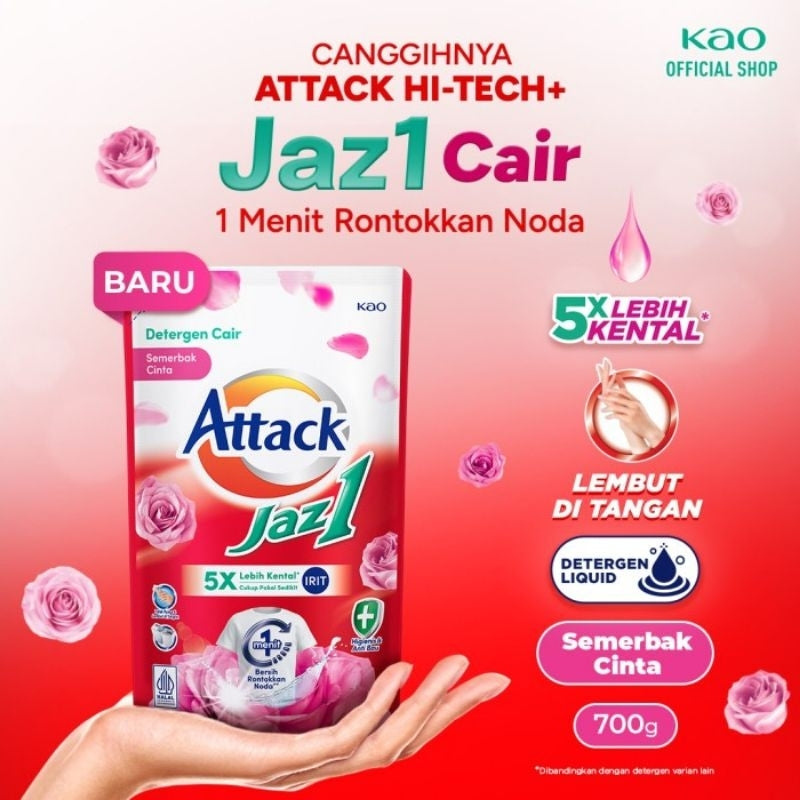 Attack Jaz1 Deterjen Cair Semerbak Cinta 700 g