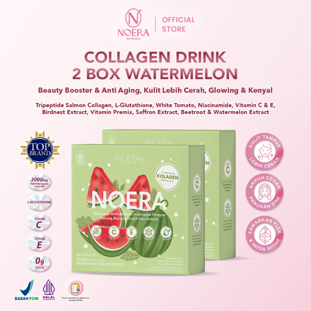 Noera Paket 2 Box Collagen Drink Bundle Improved Formula | Minuman Kolagen | Minuman Pencerah Kulit with L-Glutathione