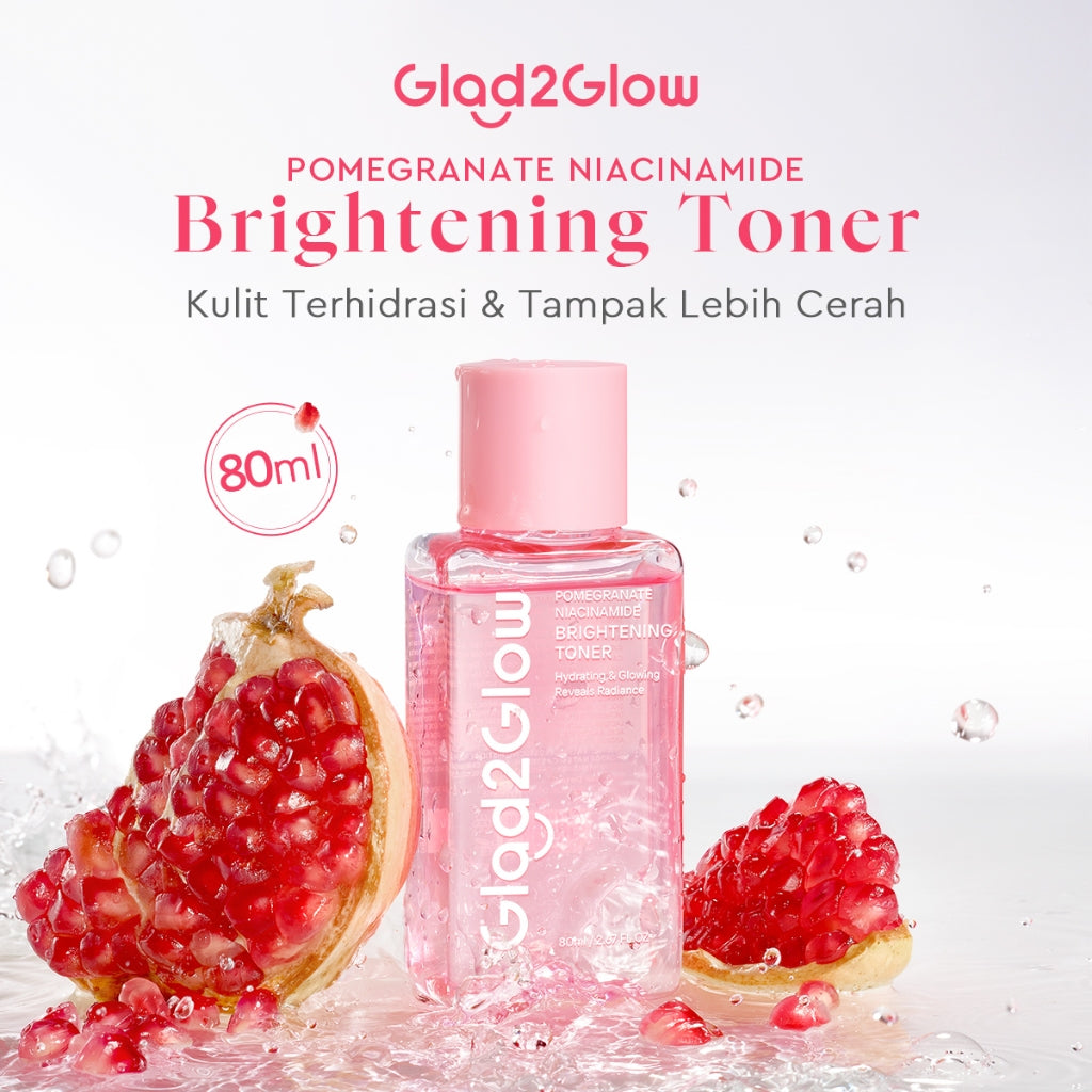Glad2Glow Pomegranate Niacinamide Brightening Tonertoner badan face mist hydrating toner centellaToner eksfoliasi wajah glycocid acid glycolic acid combo brightening agent Mencerahkan dan meratakan warna kulit Memberikan efek glowing g2glow official store