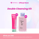 Emina Double Cleansing Kit - Micellar Water & Face Wash 100ml & 50ml -  Paket Cerah Glowing, Cerah, Glowing, Glowing, Mengontrol Minyak, Lembab Tanpa Ketarik, Anti Kusam, Cocok untuk semua jenis kulit