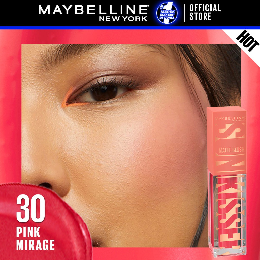 MAYBELLINE OFFICIAL Sunkisser Liquid Blush 5.4mL Instant Fresh Cheeks Glow Matte Cream Blush Liquid Blush Highlighter Blush On Cair Buildable Mudah Di Blend Pigmented Ringan Tahan Lama Tinted Serum