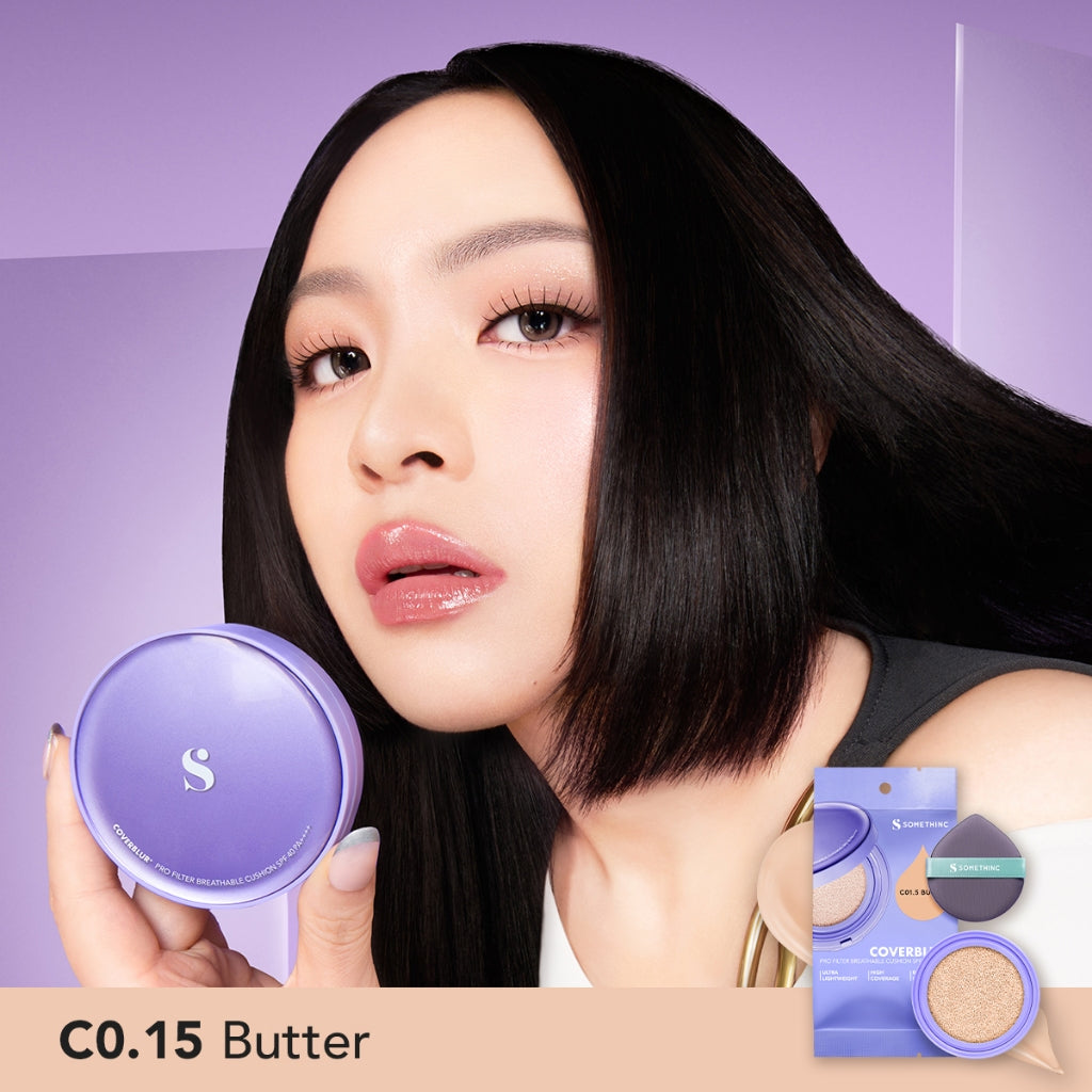 [BARU!] SOMETHINC COVERBLUR Pro Filter Breathable Cushion SPF 40 PA++++  - Seamless Cushion Dengan High Coverage | Smooth Satin Finish, Ringan Digunakan Di Wajah, Tahan Lama, Non comedogenic & Mengandung skincare