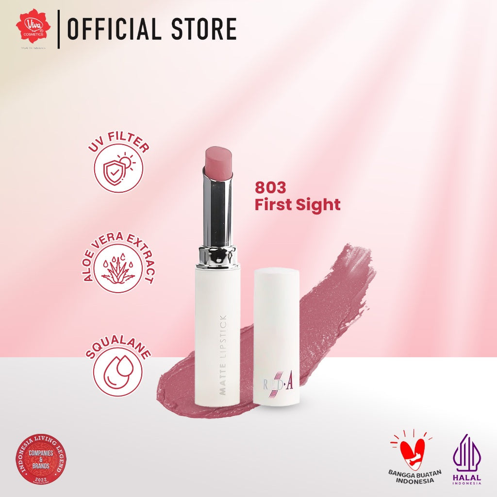 Red-A Matte Lipstick (with Vit E, UV FILTER & Aloe Vera Extract) - tersedia 6 warna: 801 - 806