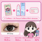 [Beli 1 Gratis 2 Hadiah] UYAAI Softlens Normal 14.00-15.00mm 1Pasang Softlens+120ML Air Pencuci Softlens+Lenscase