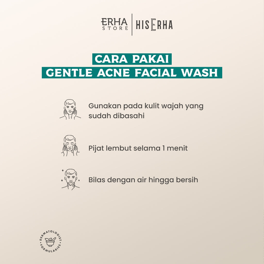 HIS ERHA Paket Facial Wash & Serum Acne - Set untuk Lawan Jerawat / Kurangi Minyak khusus Pria, Melembapkan Wajah, Verified by Dermatologist,Nicianamide, Salicylic Acid, Zinc PCA, D-Phantenol, Gentle Scrub