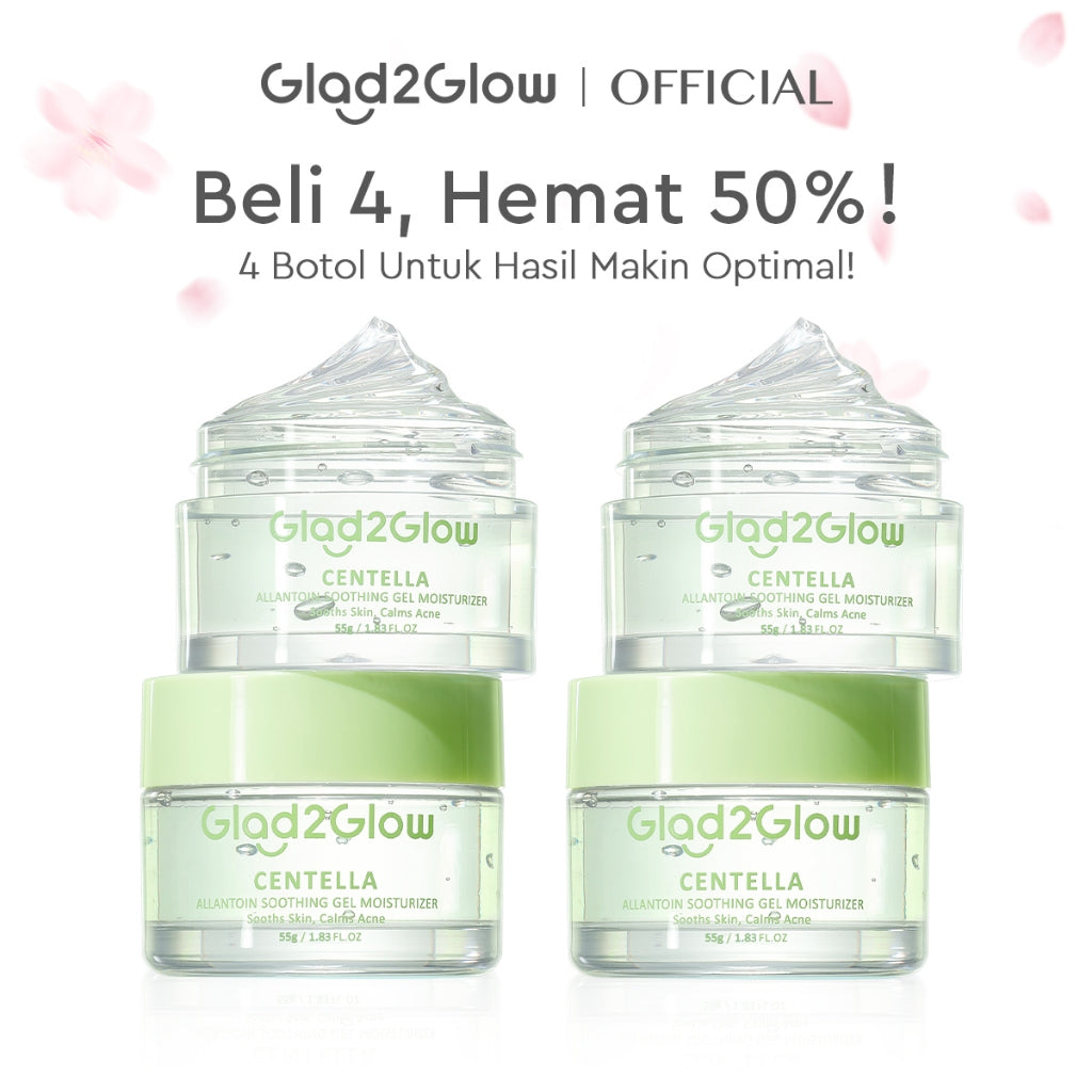 [Hemat 4PCS]Glad2Glow Moisturizer Series Mencerahkan Pencerah Wajah Anti Jerawat Penuaan Hilangkan Flek Tenangkan Kulit Niacinamide 377 Retinol Centella Skincare Pelembab Esensi Perawatan Kulit Pelembab Pembersih day cream tone up g2glow official store