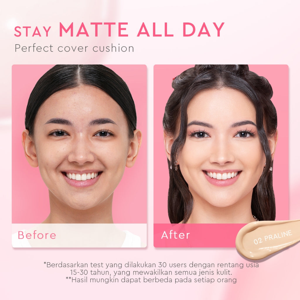 Glad2Glow Perfect Cover Cushion Oil-Control matte  Foundation Waterproof Sweatproof Finish Poreless Cushion Refill BB CC Cream Makeup refill g2glow official store