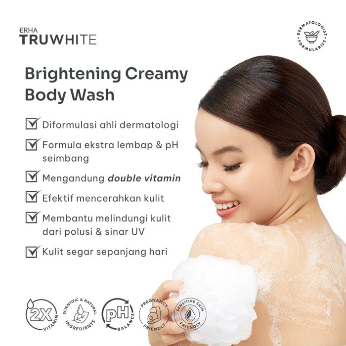 ERHA Truwhite Niacinamide & Mulberry Extract Brightening Creamy Body Wash - Sabun Pencerah Badan