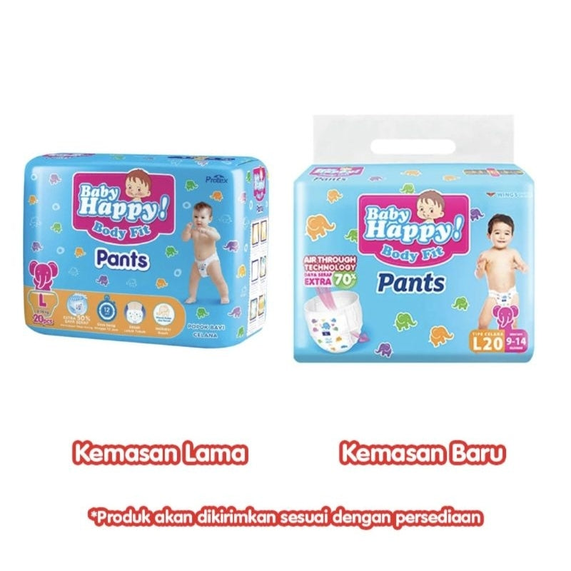 Baby Happy Body Fit Pants Popok Celana Bayi L 20 pcs