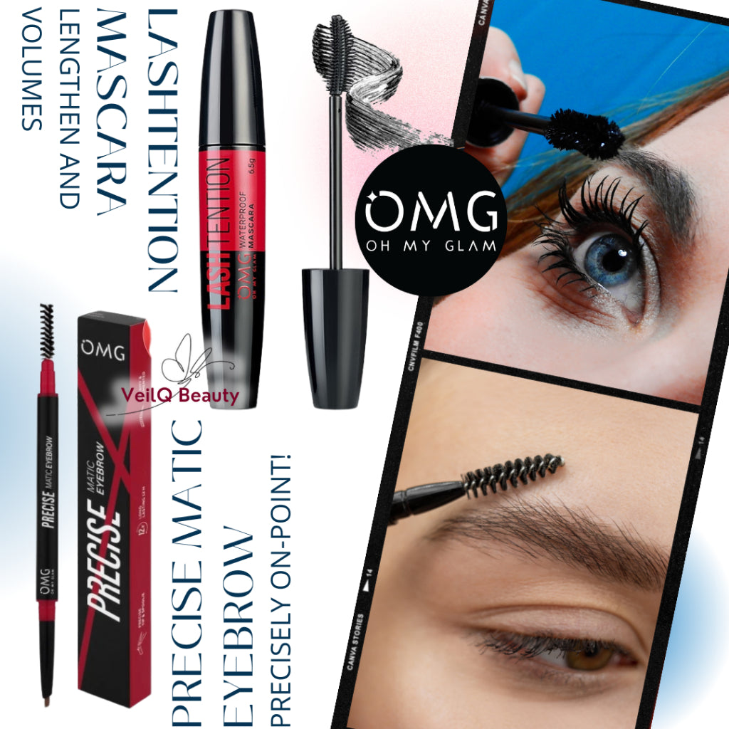 OMG Oh My Glam LASHTENTION Waterproof Mascara Precise Matic Eyebrow