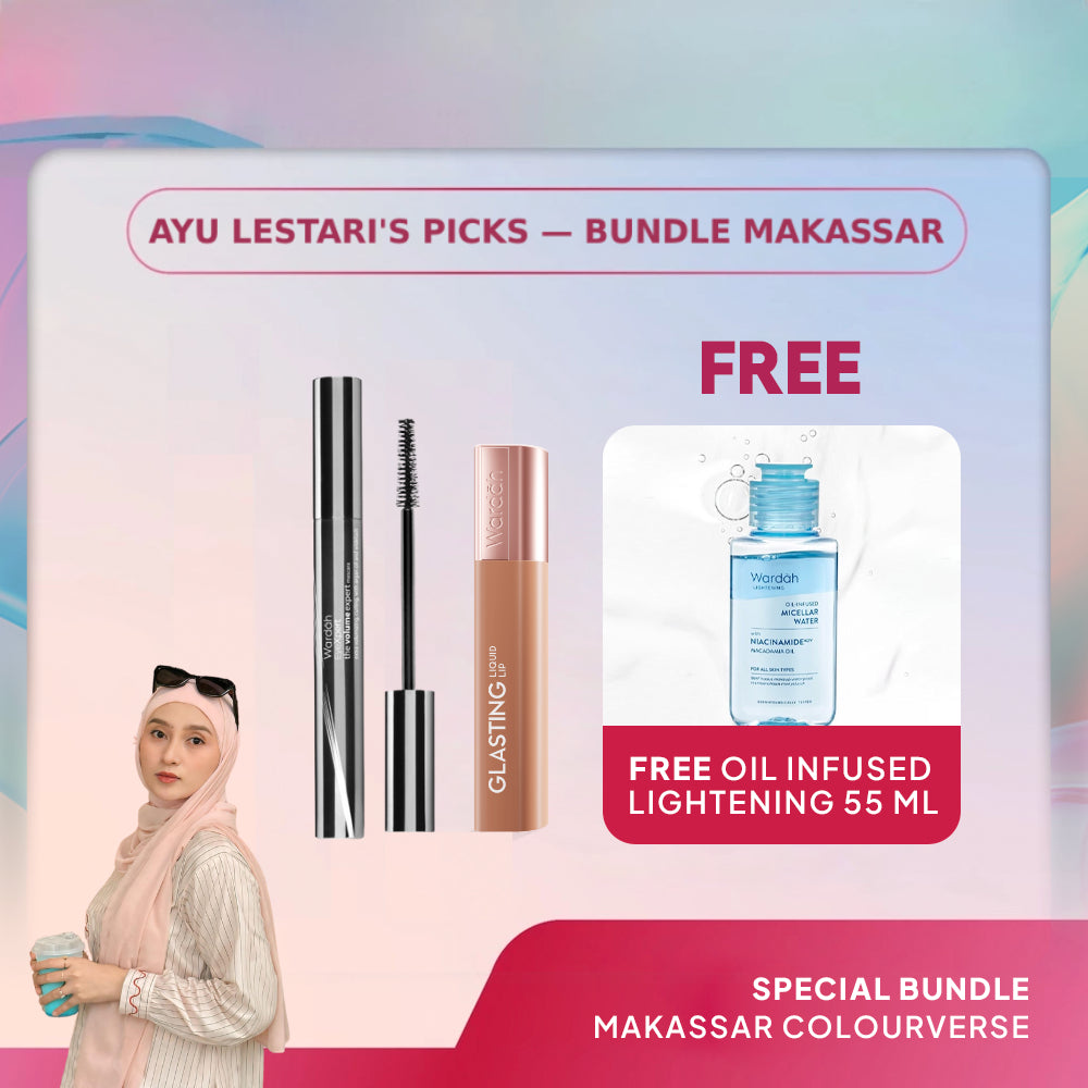 [AYU LESTARI'S PICKS: BUNDLE MAKASSAR] WARDAH SPECIAL COLOURVERSE — Glasting x EyeXpert The Volume Expert Mascara FREE Oil Infused Lightening 55 ml - Makeup