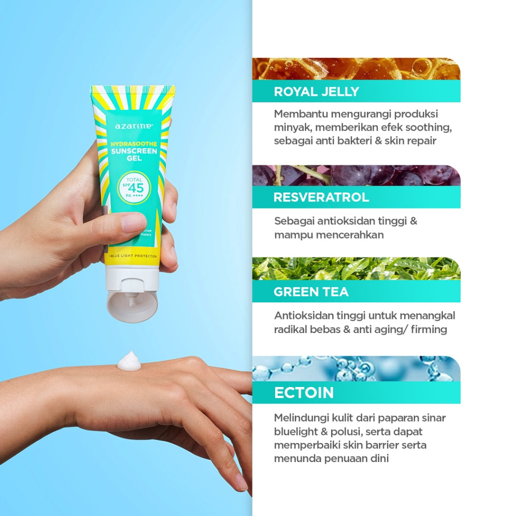 [CREATOR] Azarine Hydrasoothe Sunscreen Gel SPF45 PA++++ [30ml/50ml/110ml] [LOLOS UJI INVIVO INVITRO] BEST SELLER SUNSCREEN Untuk Kulit Berminyak dan Berjerawat