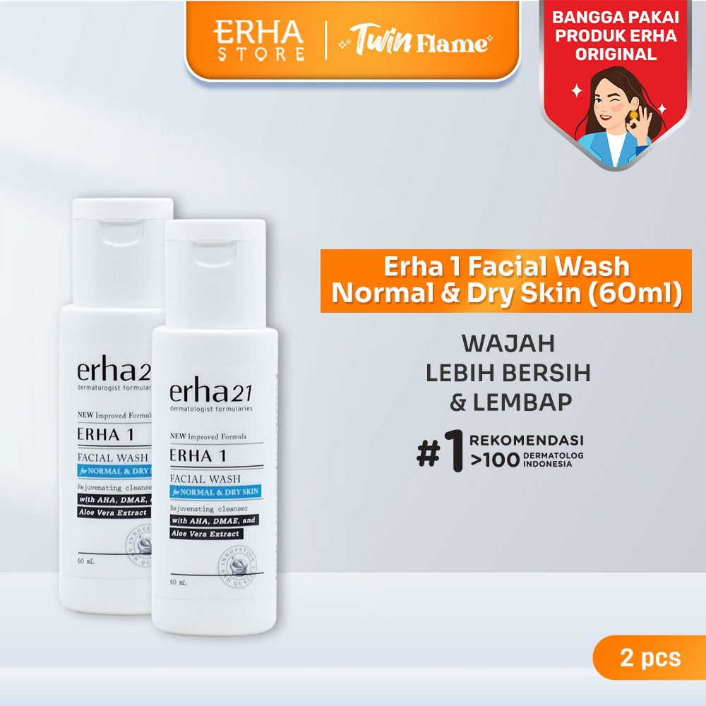 ERHA Twin Flame ERHA 1 Facial Wash for Normal & Dry Skin 60ml - Sabun Muka Kulit Normal dan Kering