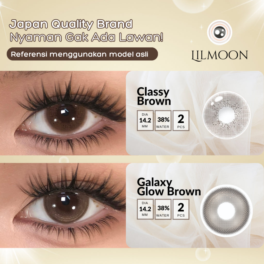 [Fuji Favorite] Lilmoon Softlens Kualitas Jepang softlens minus (0 sd -8.50) Classy Brown | Galaxy Glow Brown | Color Lensa minus/natural contact softlens/softlens warna/Lensa kontak