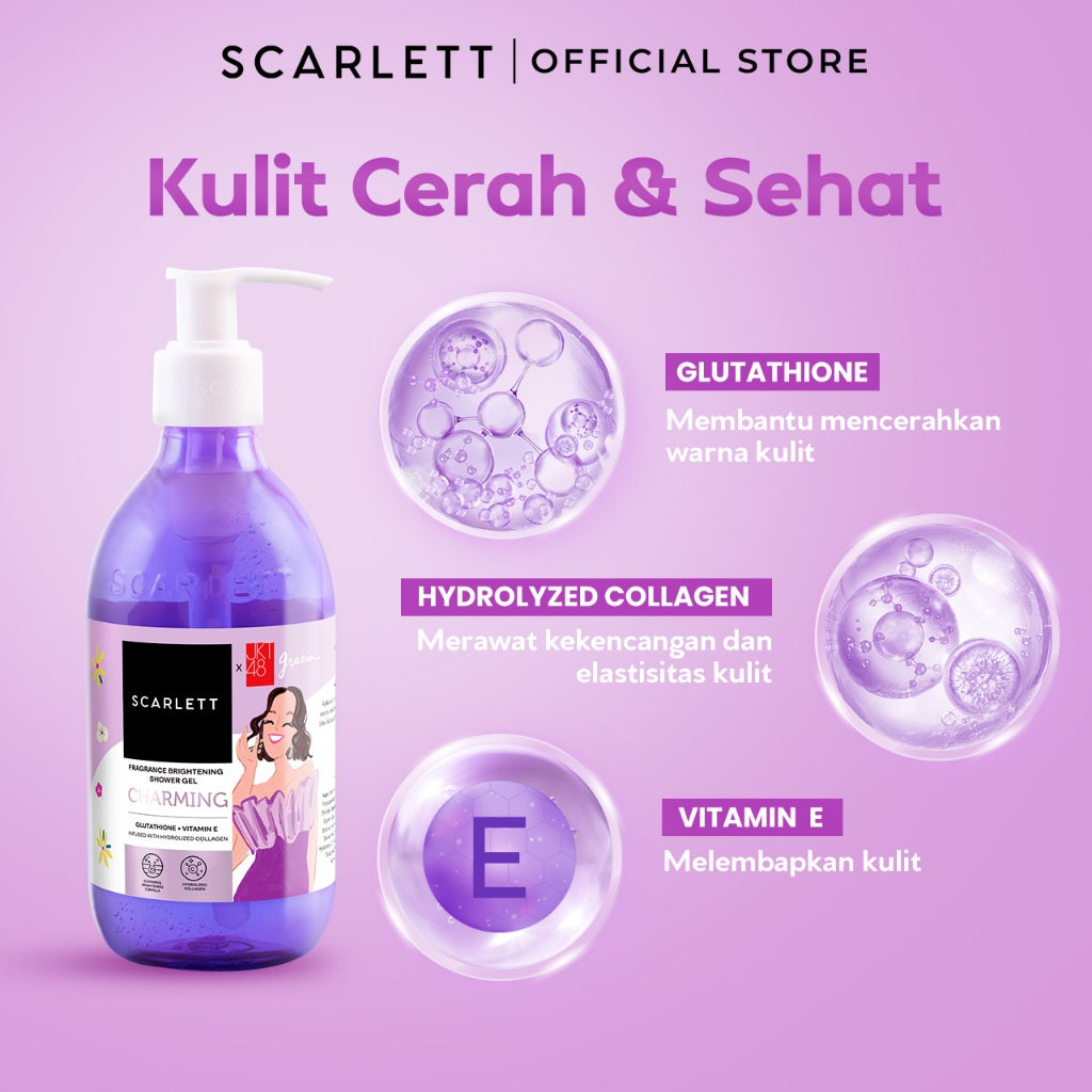 Scarlett Fragrance Brightening Shower Gel Charming | Body Wash | Sabun Mandi Cair