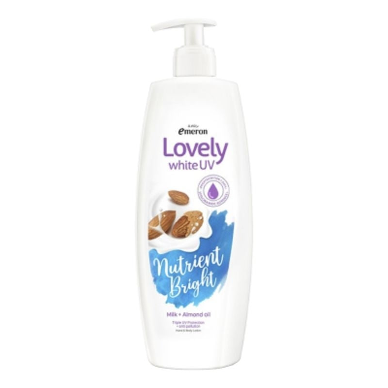 Emeron Lovely White UV Lotion Pelembap Tubuh Nutrient Bright Milk + Almond Oil 500 ml