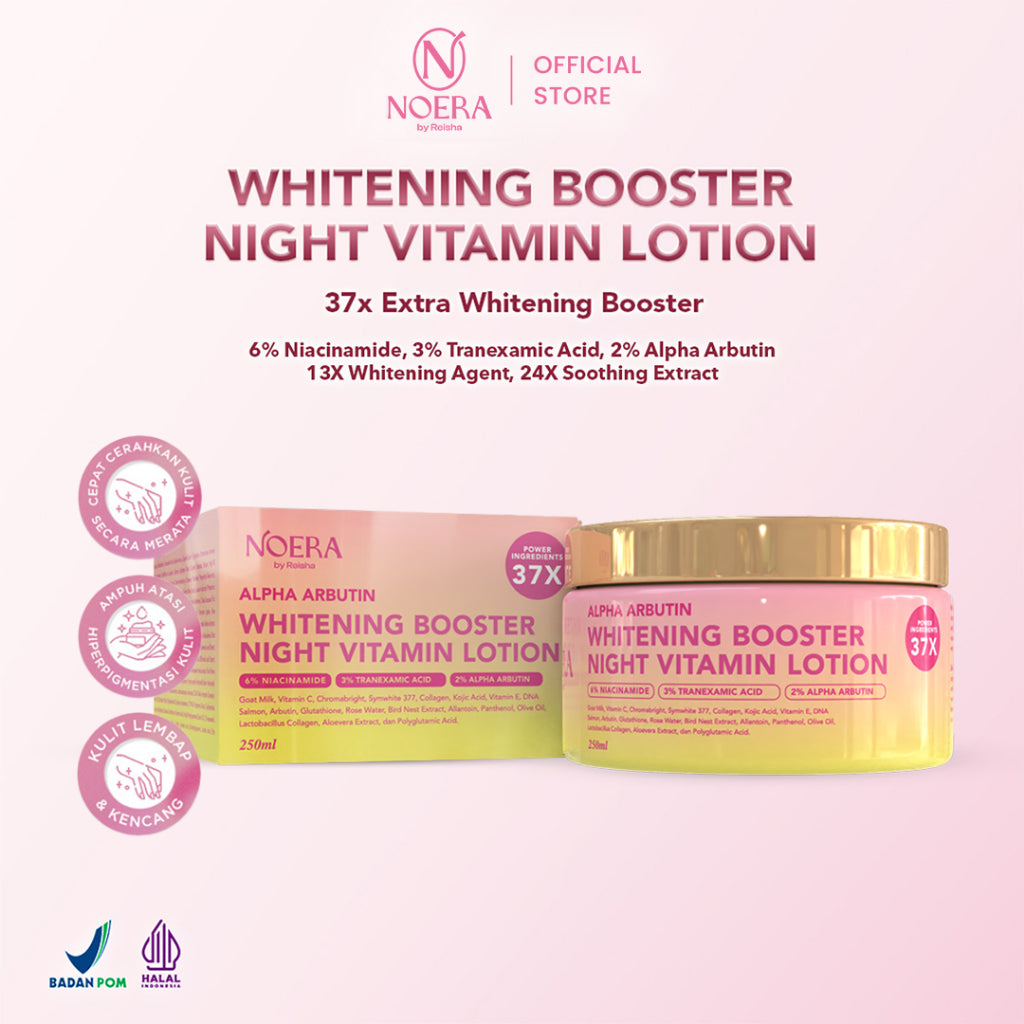 Paket Combo Whitening Booster Body Serum Essence & Lotion | Whitening Booster Night Vitamin Lotion & 5% ALPHA ARBUTIN Luxurious Whitening Booster Body Serum Essence