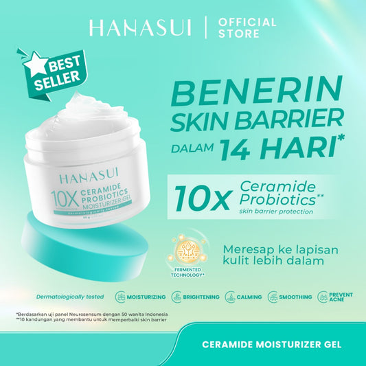 Hanasui Ceramide Probiotics Moisturizer Gel - Pelembab Ringan Lembap Perbaiki Skin Barrier dan Mencerahkan