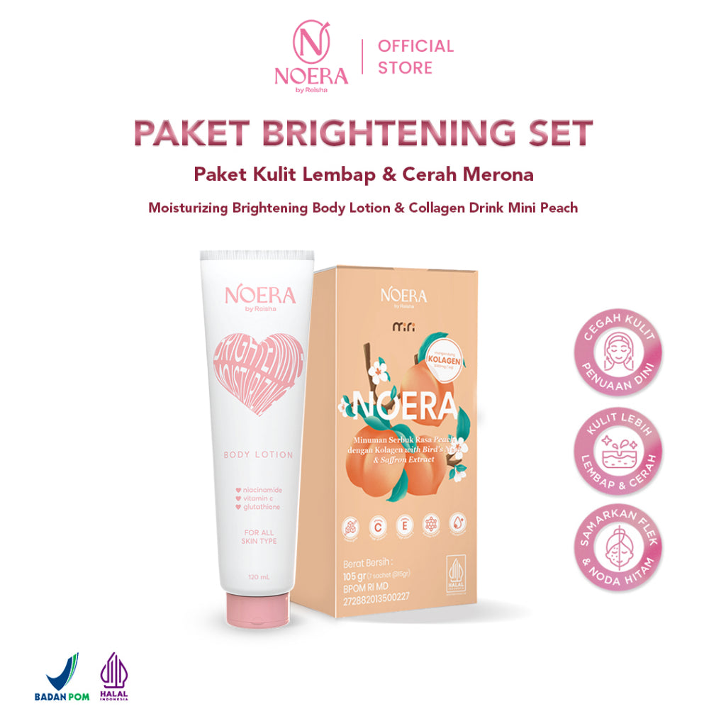 Noera Paket Brightening Set - Moisturizing Brightening Body Lotion + Collagen Mini Improved Formula