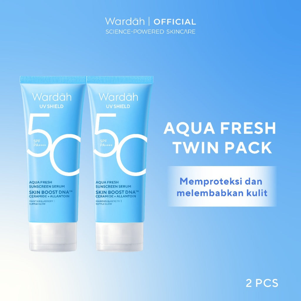 TWINPACK Wardah UV Shield Airy Smooth, Acne Calming, Aqua Fresh, Essential, Tone Up, Physical Sunscreen - Skincare