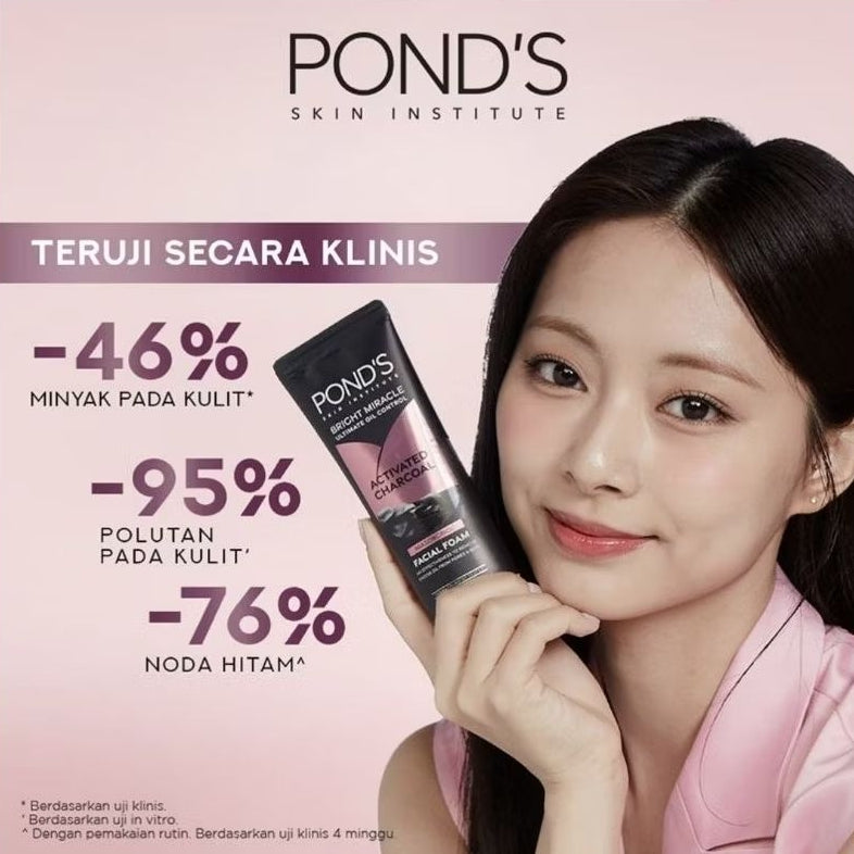 Ponds Bright Miracle Charcoal Pembersih Wajah Foam Kulit Berminyak 100 g