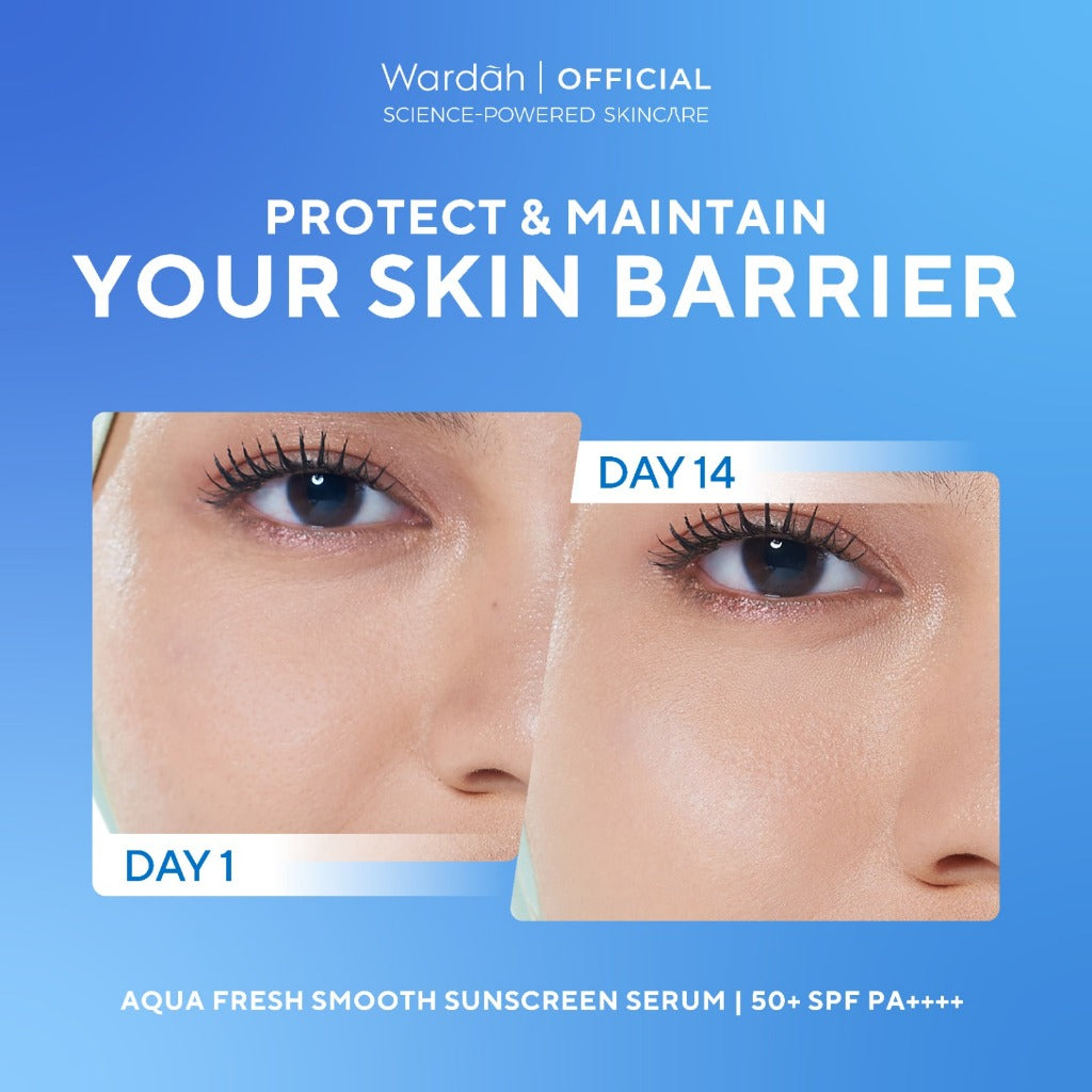 WARDAH UV Shield Aqua Fresh Sunscreen Serum SPF 50 PA++++ 30 ml - Melembabkan Kulit Kering, Memperbaiki Skin Barrier, Melindungi Kulit secara Maksimal - Ringan, Cepat Meresap, Tidak Lengket, No Whitecast, Non comedogenic, 0% Alkohol - Skincare
