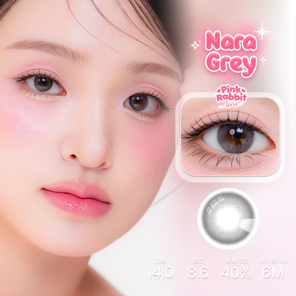 PINKRABBIT SOFTLENS NARA GREY - Normal, Minus 0.5 S/D 10.00 (1PCS/Sebelah) / Softlens / Soft Lens / Lensa Kontak / Soflen / Softlens normal minus / Lensa mata / Softlense