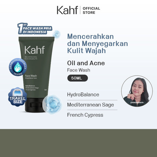 [TINTINTINWIN'S PICKS] Kahf Face Wash Oil and Acne Care 50 ml - Sabun Cuci Muka Pria untuk Kulit Berminyak dan Berjerawat