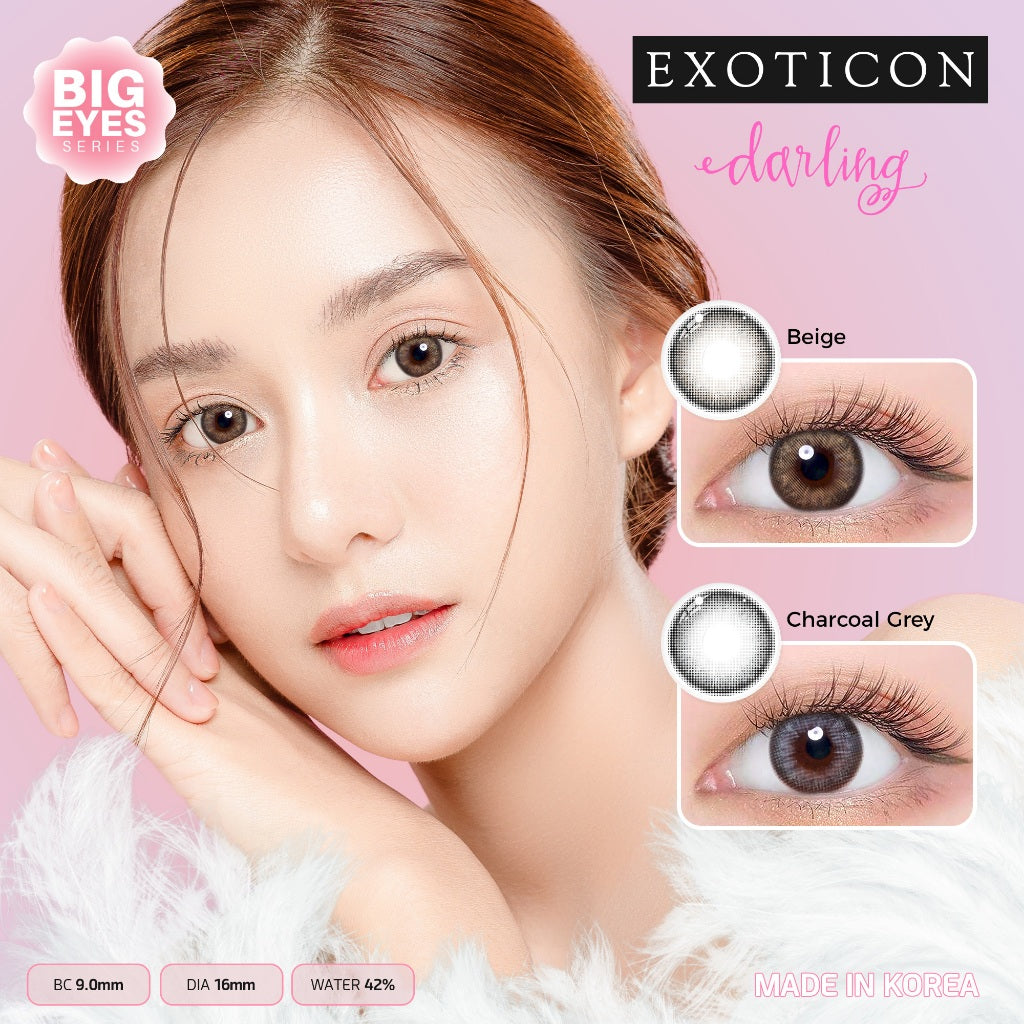 Exoticon Softlens Darling Series Beige | Charcoal Grey | Soflens Diameter 16mm | Soflens Big Eyes