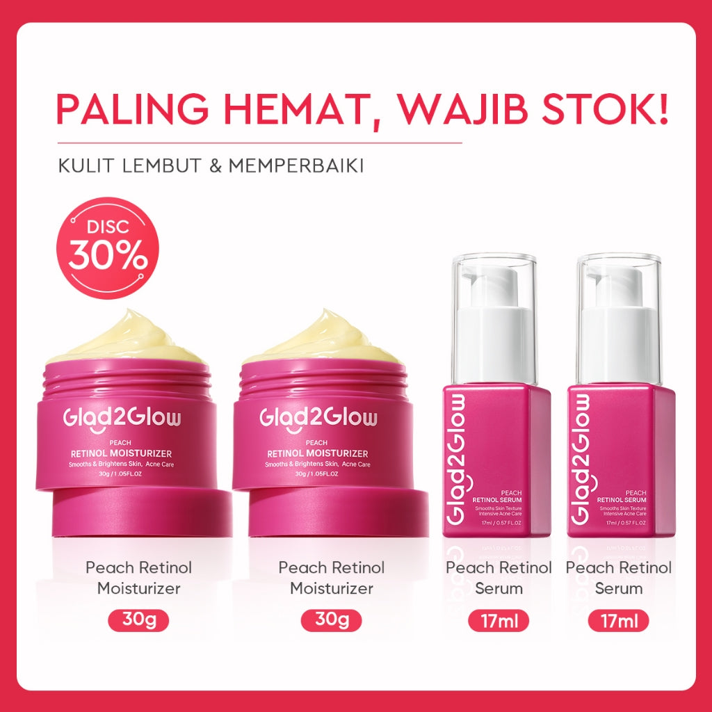[Tasyafarasya Approved]Glad2Glow Peach Retinol Moisturizer Pelembab Anti Penuaan Penghalang Kulit Mencerahkan Flek Hitam Mengurangi kerutan mencerahkan warna kulit menghaluskan kulit mengecilkan pori-pori membesar dan melembabkan g2glow official store